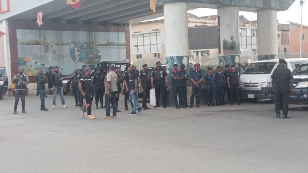 Police officers present at the site of the protest in Osun.