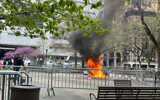 Man Sets Himself on Fire Outside Trump Trial Court in New York (VIDEO)