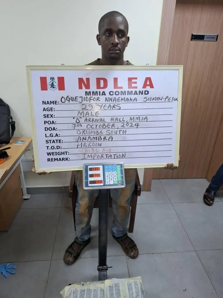 NDLEA Arrests Thailand Returnee with N3.1bn Heroin at Lagos Airport