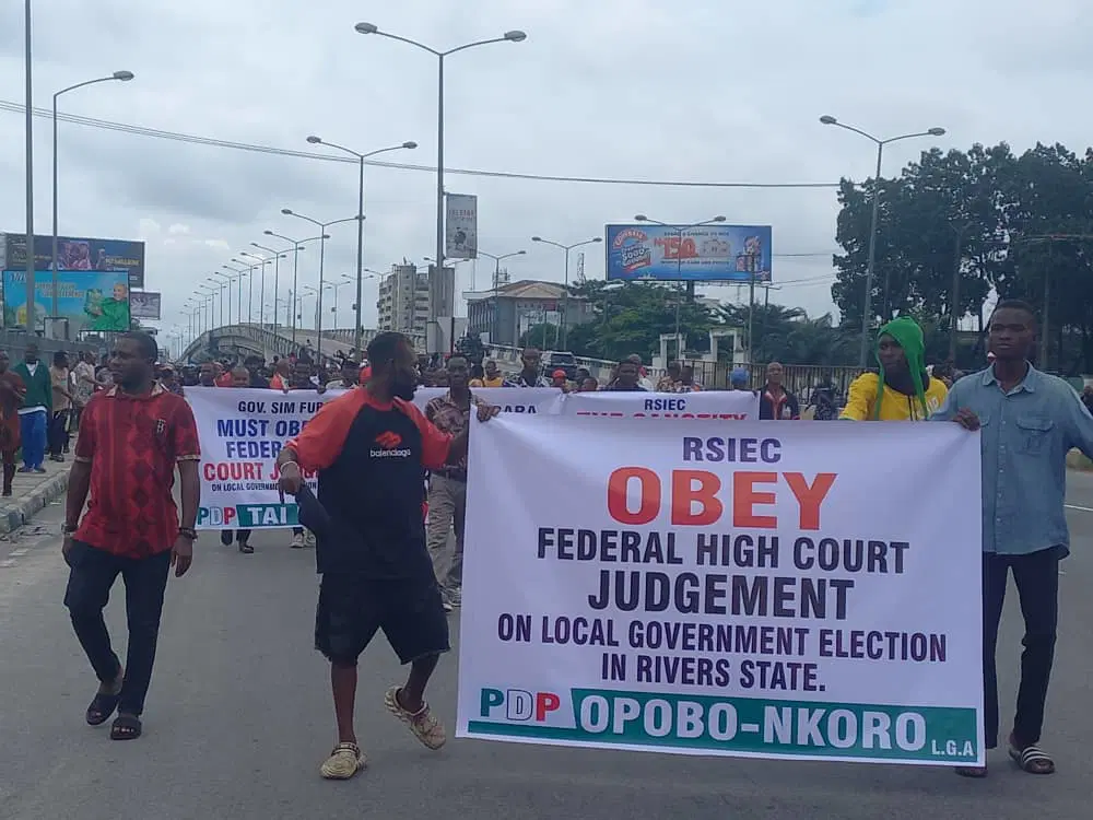 Pro Wike Supporters Protest Against Ongoing Rivers LG Polls