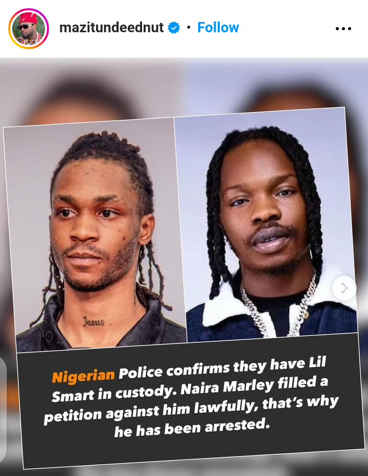 Police Arrest Lil Smart Over Alleged Defamation, Cyberstalking Against Naira Marley