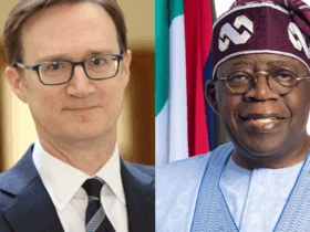 Photo combination of Richard Montgomery, the British high commissioner to Nigeria and Bola Tinubu