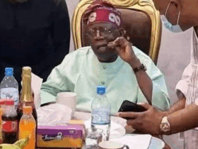 Tinubu with toothpick. Credit: People Gazette