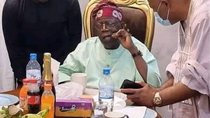 Tinubu with toothpick. Credit: People Gazette