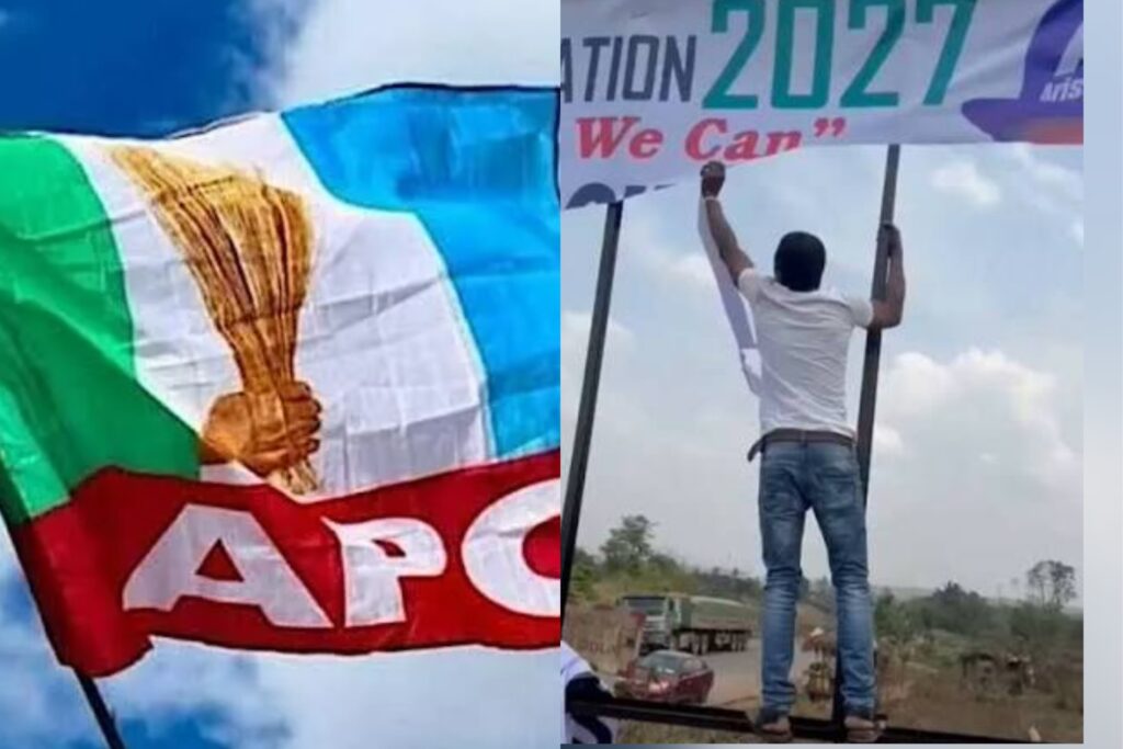 2027: Every Opposition Leader in Nigeria Needs Armed Wings to Stop This Nonsense — Netizen Laments as APC Political Thugs Destroy ADC Campaign Banner in Edo